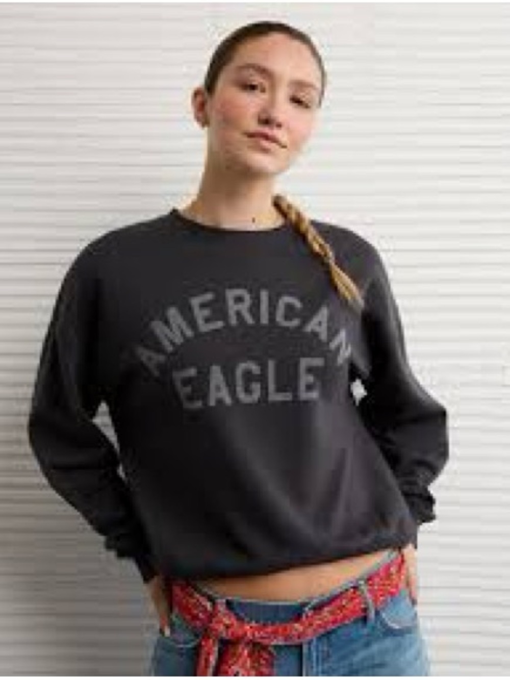 American Eagle Funday Cropped Sweatshirt Grey, size XL, like new!